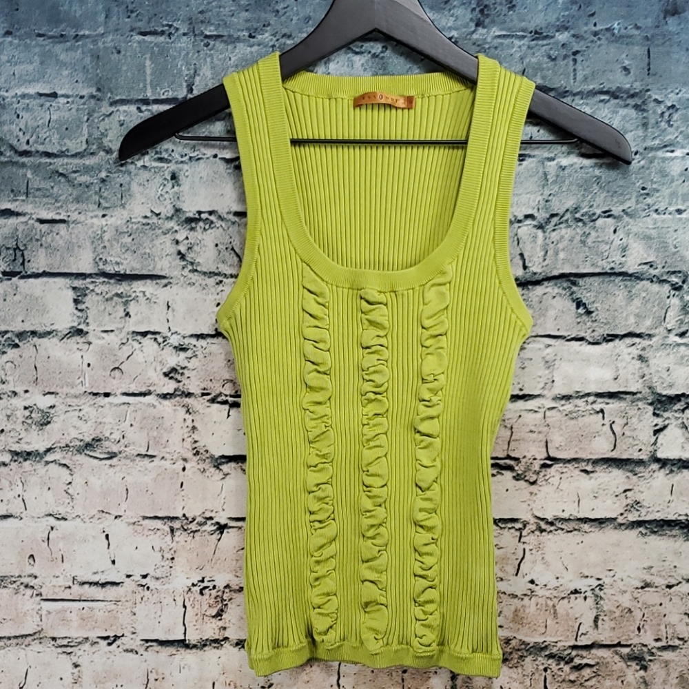 Essendi | Lime Green Ribbed Knit Tank Top